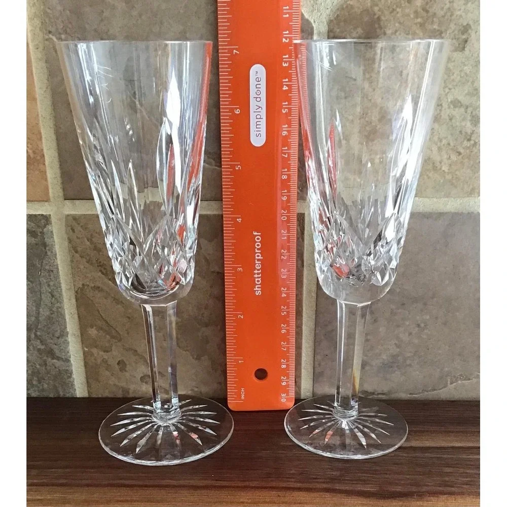Waterford Crystal Lismore Champagne Flutes Set of 2 Lead Crystal Glasses